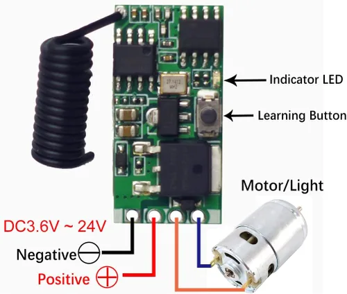 Miniatura 2 de Módulo de velocidad inalámbrico regulable y ajustable de 3.6 V, 6 V, 12 V, 24 V, CC, controlador de velocidad del motor de 5 A, interruptor de luz