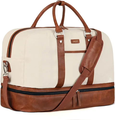 Miniatura 155 de IBFUN Bolsas de fin de semana para mujer, bolsa grande de lona para viaje, bolsa de viaje con compartimento para zapatos, 21 pulgadas, juego de 3