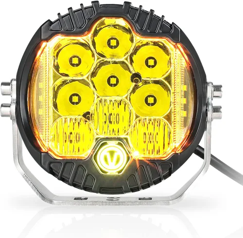 Luz LED para todo terreno de 5 pulgadas, 50 W, color amarillo ámbar, luz de conducción, luz de trabajo redonda, combo de inundación para Wrangler