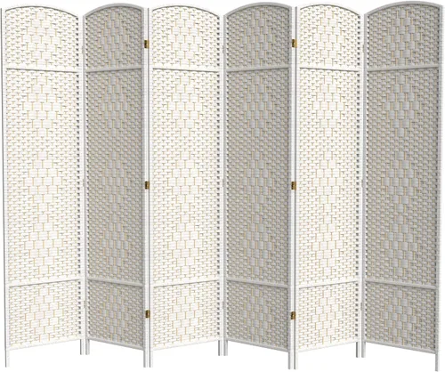 Miniatura 7 de Red Lantern Divisor de habitación con tejido de diamante de 7 pies de alto, color blanco, 4 paneles