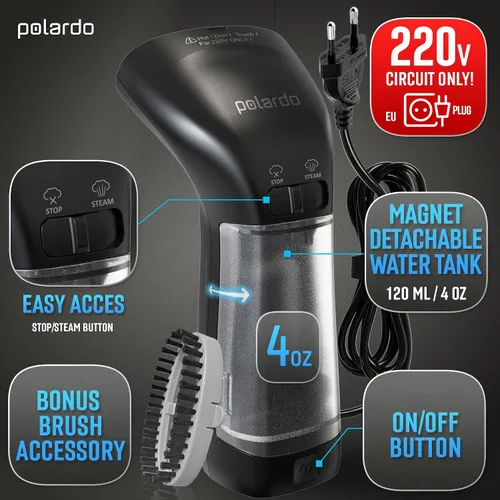 Miniatura 6 de Vaporizador para ropa para Europa 220 V, vaporizador portátil de mano para ropa, cabezal de vapor de metal, calentamiento de 25 segundos, sistema