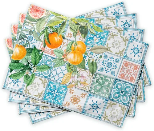 Miniatura 34 de Maison d' Hermine Juego de 2 manteles individuales de tela 100% algodón lavables, manteles de mesa reutilizables para decoración de cocina