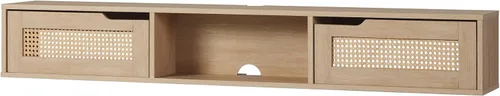 Miniatura 10 de Walker Edison Destin Modern Soporte para TV Flotante de Ratán con Puerta Abatible Montado en Pared para TVs de hasta 65 Pulgadas, 58 Pulgadas, Negro