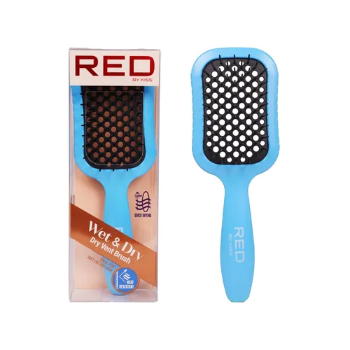 RED by Kiss Cepillo de pelo resistente al calor, desenredante de secado rápido para cabello húmedo y seco, rizado, grueso y liso, desenredante Azul