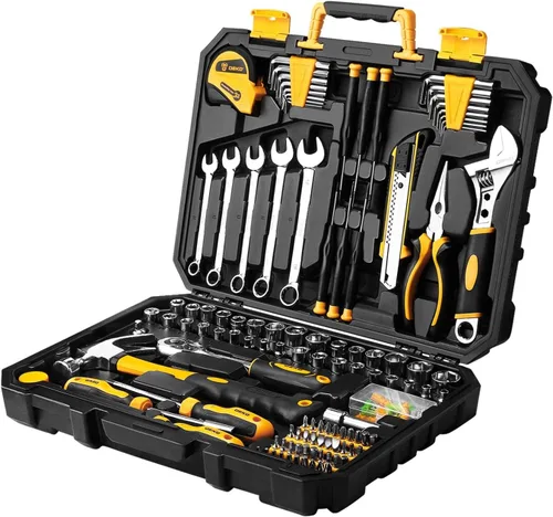 DEKOPRO Juego de herramientas de 158 piezas, kit de herramientas manuales para el hogar, juego de herramientas de reparación automática, con caja de