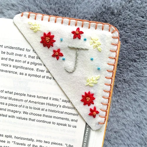 Miniatura 45 de Marcapáginas de esquina bordadas a mano personalizadas, Marcadores para mujeres, Marcador personalizado para los amantes de los libros, lindo Verde