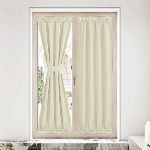 Miniatura 119 de NICETOWN Cortinas opacas unicolor con aislamiento térmico para puerta francesa, granja, oscurecimiento de habitación, puertas y ventanas de Marrón