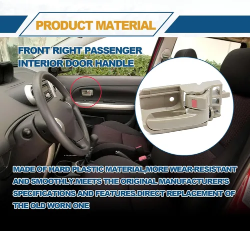 Miniatura 5 de Manijas de puerta interior para el lado del conductor y del pasajero compatibles con Toyota Corolla 2003-2008, Toyota Tacoma 2005-2015, Pontiac Vibe