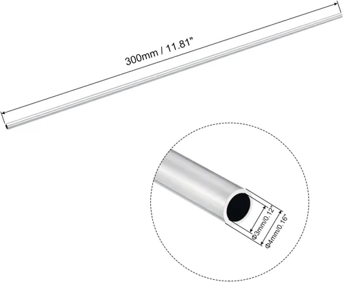 Miniatura 2 de uxcell Tubo redondo de aluminio 6063 0.157 in OD 0.118 in diámetro interior 11.811 in longitud tubería