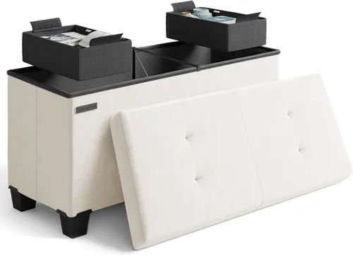 Miniatura 79 de Cubo otomano de almacenamiento con cubo pequeño, otomana cuadrada de 15 pulgadas con almacenamiento para sala de estar y dormitorio, reposapiés