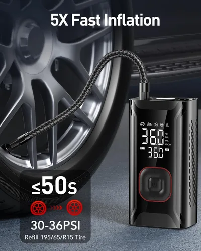 Miniatura 2 de Inflador de Neumáticos Compresor de Aire Portátil, Mini Bomba de Aire para Neumáticos de Coche, Bomba de Neumáticos de Bicicleta Eléctrica