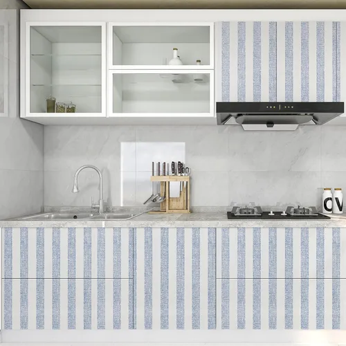 Miniatura 5 de Papel Tapiz Autoadhesivo de Rayas Azul Marino Despegar y Pegar Lavable Papel de Contacto Autoadhesivo para Dormitorio Envoltura de Vinilo Decoración