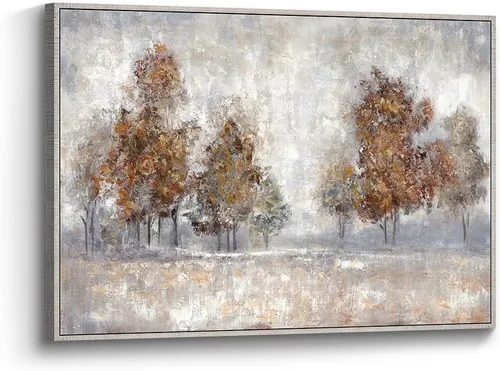 Miniatura 12 de Lienzo de pintura de árbol, arte de pared, bosque texturizado, paisaje, naturaleza, árboles, paisaje, ilustración, dormitorio, sala de estar