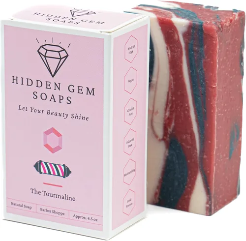 Miniatura 4 de October Birthstone Turmalina Juego de regalo de 3 piezas de jabón en barra natural, bomba de baño, vaporizador de ducha fabricado en Estados Unidos