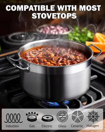 Miniatura 4 de Cooks Standard Juego de utensilios de cocina de acero inoxidable, ollas y sartenes profesionales incluyen cacerola, sartén para saltear, olla