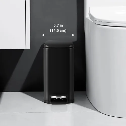 Miniatura 3 de Cubo de basura de baño de 1.3 galones con tapa, cubo de basura con pedal pequeño para espacios pequeños, cubo extraíble, para baño, dormitorio