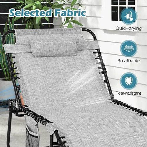 Miniatura 8 de Tangkula Widen - Sillón plegable y reclinable, portátil con 4 posiciones de respaldo, 2 posiciones de patas, almohada, silla de playa para tomar