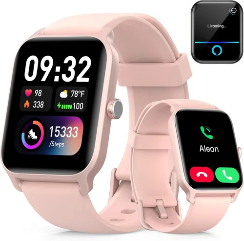 Miniatura 10 de Relojes inteligentes para mujeres y hombres, pantalla táctil HD de 1.85 pulgadas con alertas de llamadas y mensajes, monitor de frecuencia cardíaca