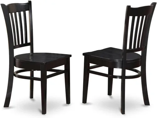 East West Furniture GRC-BLK-W Groton - Sillas de comedor con respaldo de listones, sillas de cocina, juego de 2, color negro