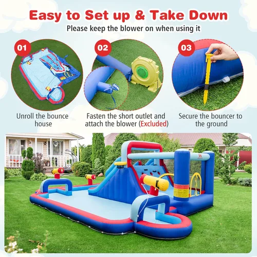 Miniatura 6 de BOUNTECH Parque inflable de tobogán acuático, castillo de salto de 21 x 13 pies con toboganes dobles para diversión de carreras, piscina grande