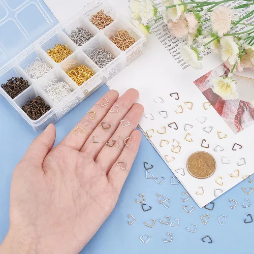 Miniatura 3 de PH PandaHall Anillos de salto abiertos triangulares, 1600 unidades, 5 colores, conectores colgantes de hierro a granel para aretes, pulseras