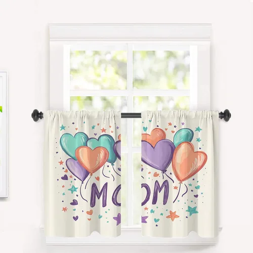 Miniatura 69 de Cortinas opacas de poliéster multicapa para cafetería, con diseño de diamantes, 2 unidades, 26 x 24 pulgadas