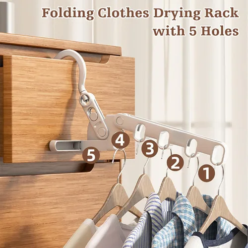 Miniatura 3 de Paquete de 2 perchas plegables de viaje para ropa, percha plegable para maleta, colgador de ropa plegable sobre la puerta, perchas plegables