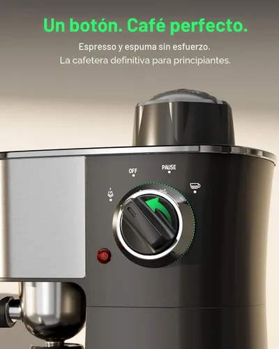 Miniatura 3 de HBN Máquina de café expreso, cafetera de 3.5 bar para capuchino y café con leche, cafetera de acero inoxidable de 2 a 4 tazas con espumador