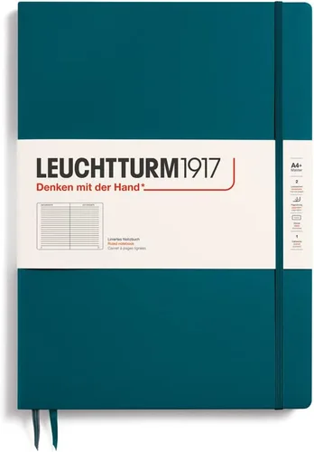 Miniatura 10 de LEUCHTTURM1917 - Cuaderno de tapa dura Master Slim A4+ - 123 páginas numeradas para escritura y diario (salvia, a rayas)