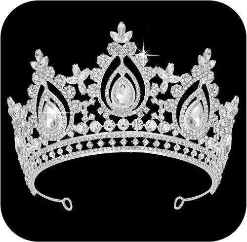 Miniatura 8 de SWEETV - Corona de reina para mujer, tiara nupcial para novias, tiara de princesa, diadema de quinceañera para concursos de belleza