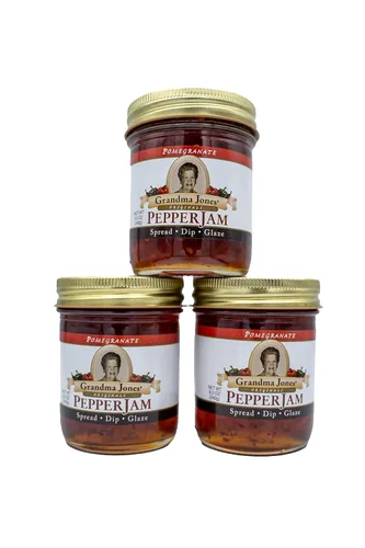 Grandma Jones Originals - Gelatina de pimienta (3 paquetes (viene en 8 sabores) (granada)