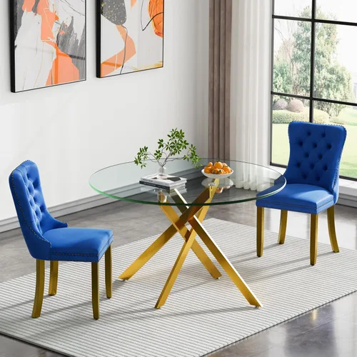 Miniatura 65 de HomVent Juego de mesa de comedor redonda de vidrio de 3 piezas, juego de mesa de comedor de vidrio templado para 2 mesas de cocina con 2 sillas