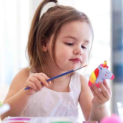 Miniatura 6 de Funto Kit de pintura de unicornio, juego de artes y manualidades, proyectos STEAM Actividad creativa juguetes de bricolaje, con 6 figuras, 6 macetas