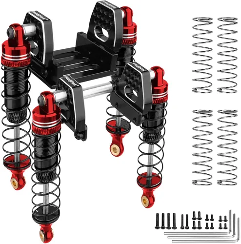 Miniatura 8 de HobbyPark Amortiguadores de aluminio de 2.323 in para TRX4M 1/18 Crawler Amortiguador Actualización con soportes de choque ajustables Torres de Negro