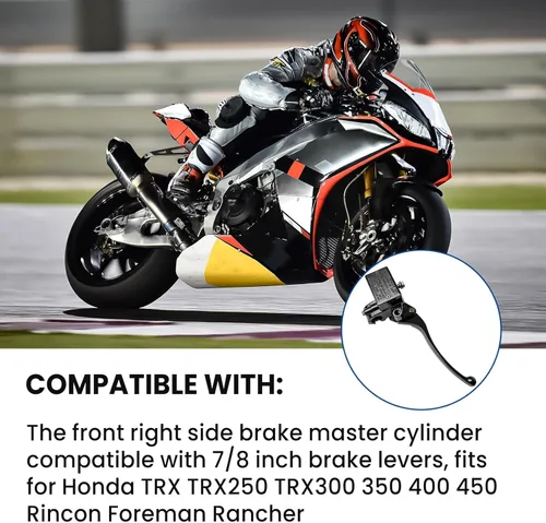 Miniatura 5 de Kit de cilindro maestro de freno de 7/8 pulgadas Manillar Palanca de freno delantera derecha compatible con Honda TRX TRX250 TRX300 350 400 450