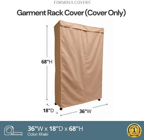 Miniatura 2 de Formosa Covers Funda portátil para estante de ropa, protege tu ropa del polvo, mantiene tu habitación organizada en beige caqui (solo funda)