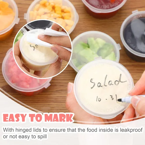 Miniatura 5 de Didaey 100 recipientes de almacenamiento de alimentos para bebés de 4 onzas con tapas con bisagras, pequeños recipientes desechables de plástico