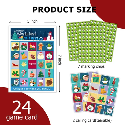 Miniatura 2 de Juegos de fiesta de bingo de Navidad, juegos de fiesta de Navidad para familiares y amigos, 24 jugadores, suministros de fiesta de Navidad, regalos