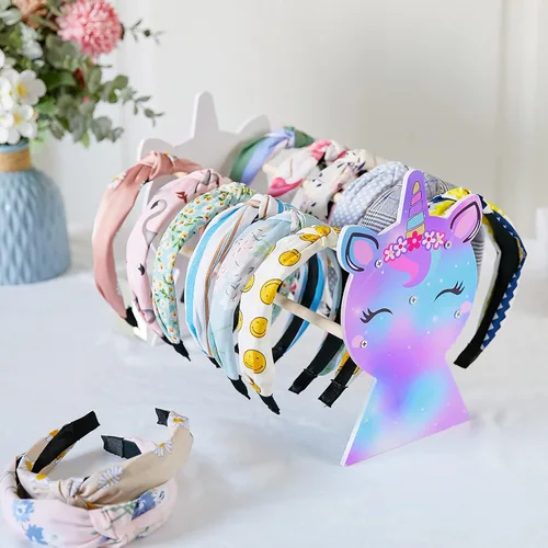 Miniatura 3 de Organizador de diademas para niñas Basumee con soporte para arcoíris y unicornio, soporte para diademas y aros de pelo, exhibidor de diademas, AZUL