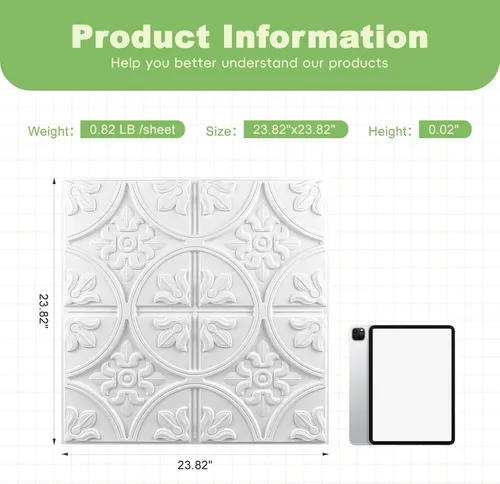 Miniatura 6 de Art3d Panel de pared tradicional, blanco, paquete de 12 unidades (12 piezas)