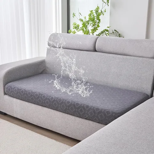 Miniatura 30 de Genina Fundas de cojín para sofá impermeables, fundas elásticas para sofá seccional, funda de cojín lavable, antideslizante, con parte inferior
