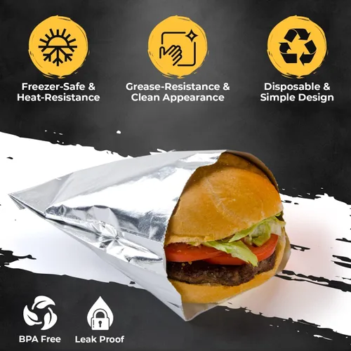 Miniatura 3 de ANGEL'S PEEL LOUNGE Bolsas aisladas de papel de aluminio para hamburguesas, envolturas de papel de estaño precortadas para hamburguesas, sándwiches