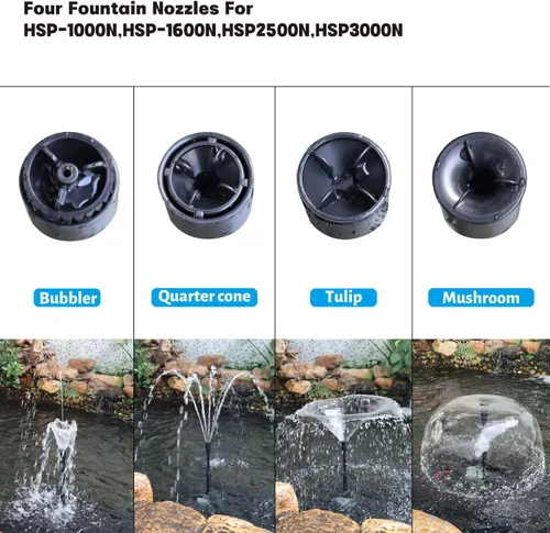 Miniatura 3 de WaterRebirth HSP1600N Bomba sumergible versátil con chorros de fuente - para acuarios, estanques, fuentes, peceras para tortugas - 396GPH