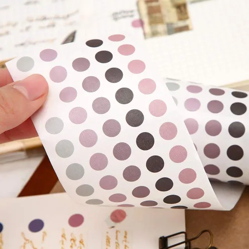 Miniatura 8 de YUBBAEX Morandi Cinta Washi de Puntos de 5/16" Pegatinas Redondas 1250 Puntos Adhesivos para Bullet Journal Planificador Scrapbooking 2 3/8" x 10