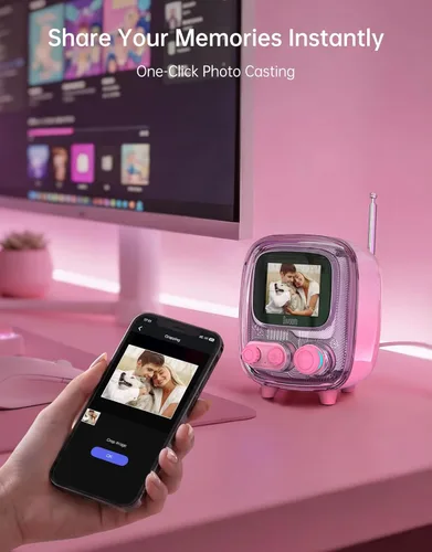Miniatura 5 de Divoom Tiivoo-2 - Altavoz retro Bluetooth con radio FM, arte de píxeles, mini, portátil, inalámbrico, pequeño, de diseño vintage, adecuado para Rosa