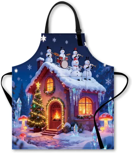 Miniatura 10 de Nuxovilar Delantales para mujer con bolsillos, 26.77 x 30.7 pulgadas, ideal para cocinar, hornear, reuniones de Navidad