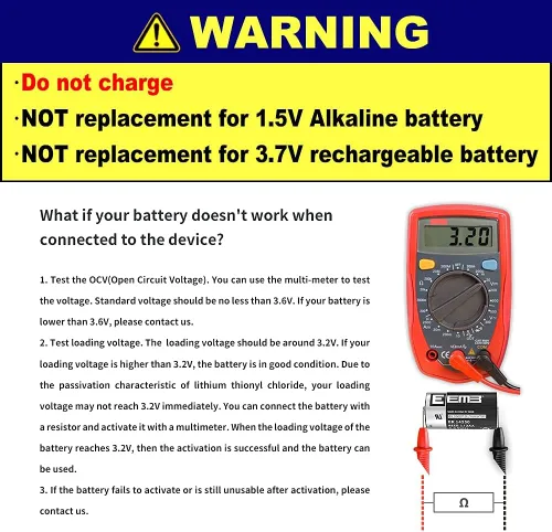 Miniatura 3 de EEMB Paquete de 50 baterías de litio ER14250 1/2AA 3.6V con pestañas de soldadura AX Li-SOCL₂ Batería no recargable XL-050F SB-AA02 LS14250 TL-5902