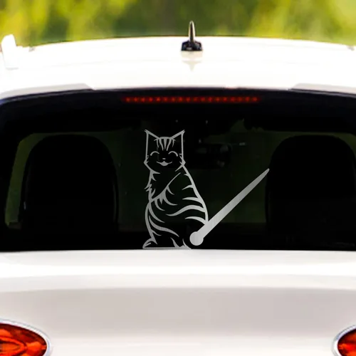 Miniatura 7 de Adhesivo para limpiaparabrisas trasero de gato, divertido gato en movimiento, cola en movimiento, adhesivo para limpiaparabrisas trasero