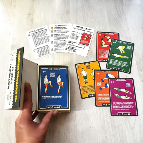 Miniatura 6 de Tarjetas de ejercicio: juego de 52 cartas para entrenamiento corporal de fuerza y peso (versión en inglés) Diseñado por un experto en fitness