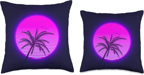 Miniatura 3 de Vaporwave 80s Retro Palm Tree Sunset Synthwave - Cojín de 15.7 x 15.7 in, multicolor